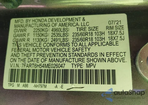 2021 Honda Cr-V Hybrid Ex z USA, uszkodzony, nr VIN 7FART6H54ME026047